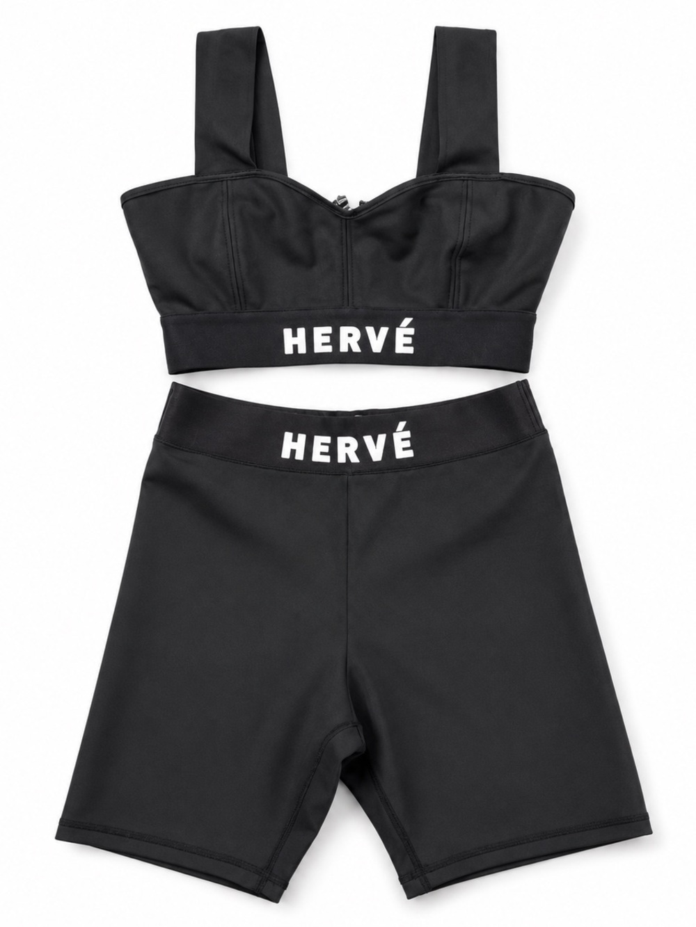 Hervé Leger Black Logo Waistband Bermuda Shorts